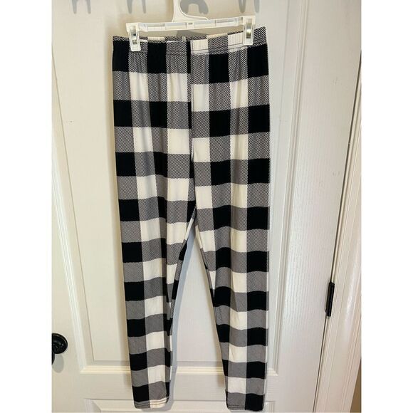 New Agnes & Dora plaid black and white soft leggings - Picture 1 of 6